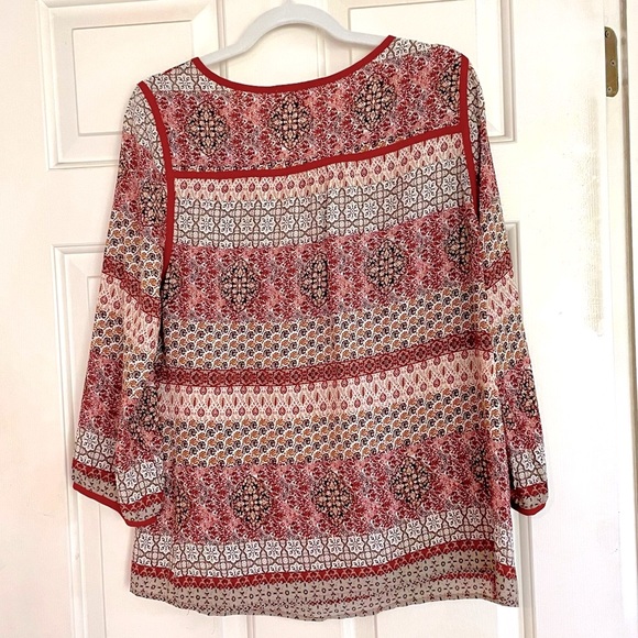 Skies Are Blue orange and cream patterned blouse - Picture 7 of 10